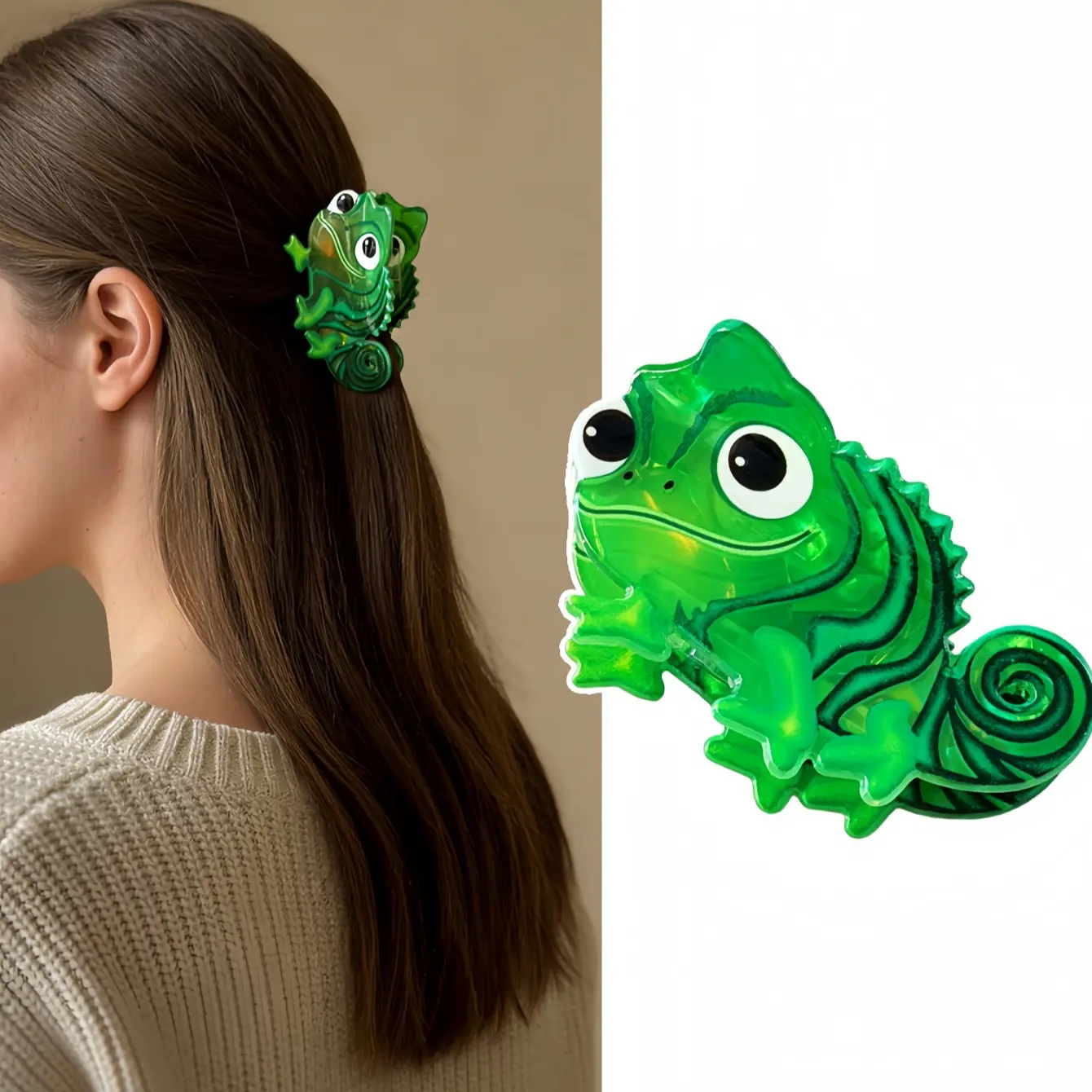 Cartoon Lizard Hair Clip, Cute Animal Hair Clip, Fashion Back Bun Shark Hair Clip, Creative Hairstyle Accessory, Fun Hair Clips, 1/2 Pieces