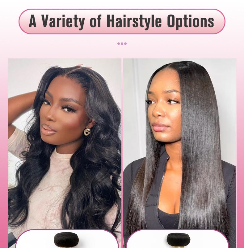 Vinisay 12A Human Hair Bundles Body Wave Straight Bundles Human Hair 100% Unprocessed Brazilian Virgin Hair Quick Weave Sew in Extensions Natural Black