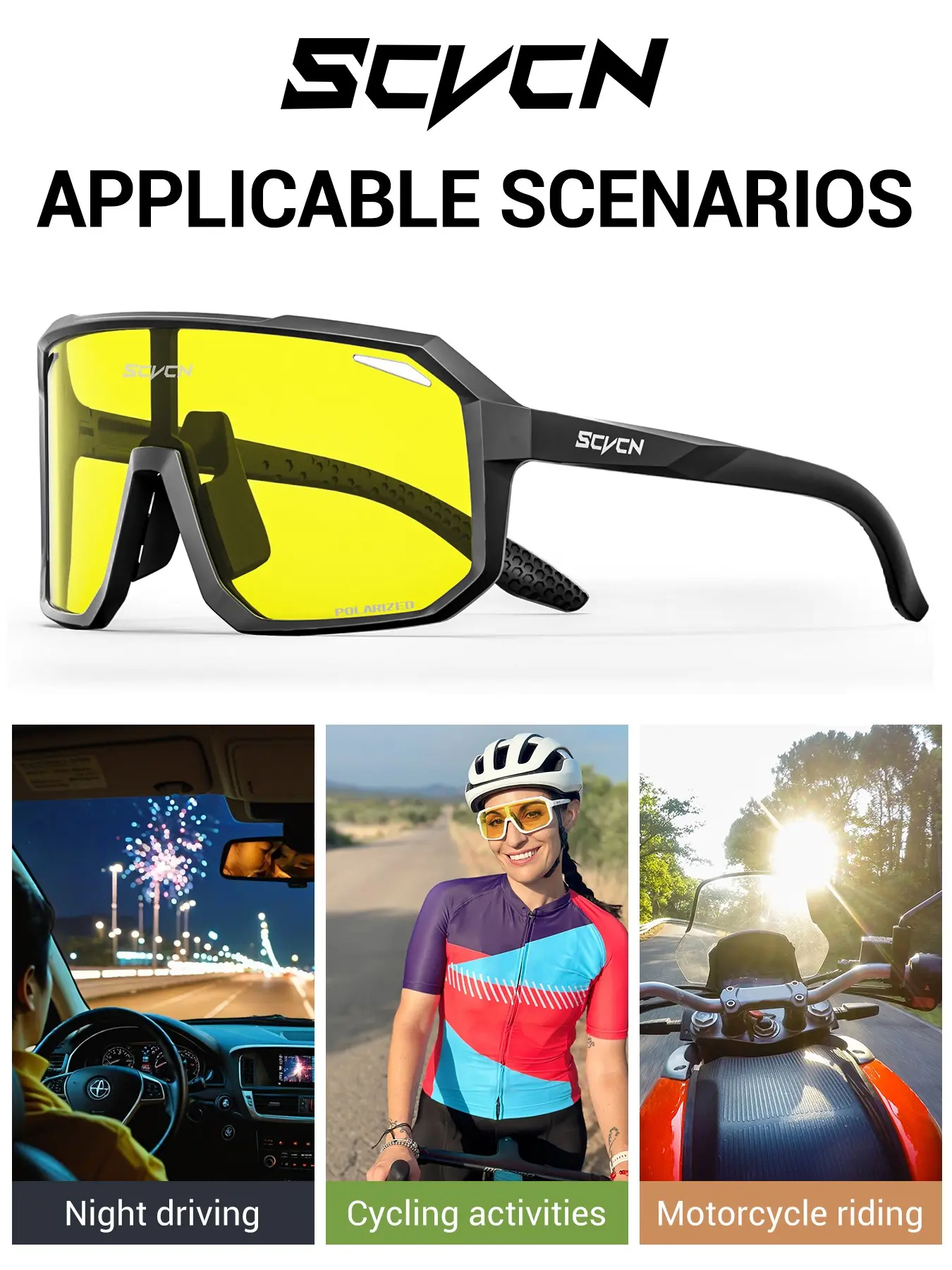 1pc SCVCN Fashion Glasses Cycling Glasses Outdoor Cycling Eyewear Women Outdoor Sports Hiking Glasses Men Bike MTB Driving Glasses Running Glasses