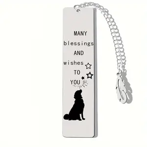 Dog Paw & Letter Pattern Stainless Steel Bookmark, 1 Count Creative Dog Shaped Bookmark, Gift for Teacher & Dog Lovers