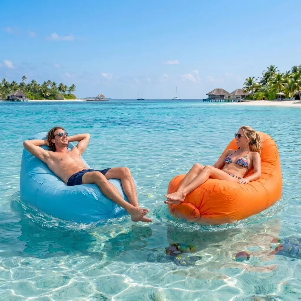 3s Fast Inflatable Pool Float & Air Sofa - No Pump Needed, Waterproof Blow Up Lounger Chair with Ergonomic U-Shaped Backrest for Swimming Pool, Beach, Camping, Backyard