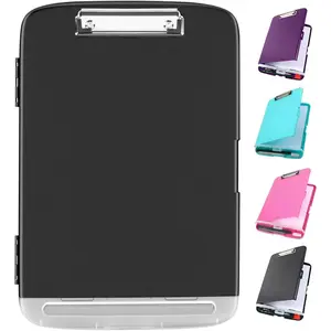 Clipboard with Storage, Large Capacity  Clipboards with Low Profile Clip, Heavy Duty Plastic Storage 8.5x11 Clip Board with Pen Holder, Side-Opening, A4 Organization Box for Writing