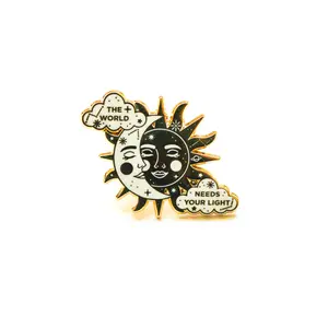 The World Needs Your Light Enamel Pin | Celestial Enamel Pin | Sun & Moon Pin | Mental Health | Self-care gifts | Positive Affirmation | Lapel Pin