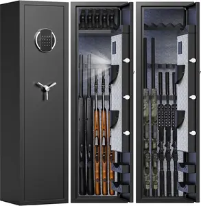 3-5 Gun Safe, Rifle Gun Safe with LCD Screen Keypad and Silent Mode, Gun Cabinets for Rifles and Shotguns with 3 Adjustable Gun Slots