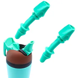 2 count Replacement Bite Valve Spout for   Flip 14oz,  Straw Mouthpiece Accessories  Bite Valve Straw Replacement  Compatible with  Water Bottle (Cyan Color)