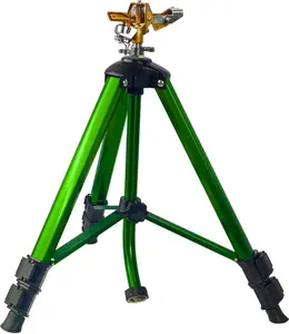 Impact Sprinkler on Tripod Base, Tripod Sprinklers with Brass , 360 Degree Large Area Irrigation with Extension  Flip Locks, Heavy Duty 3/4" Connector for Lawn Yard Garden