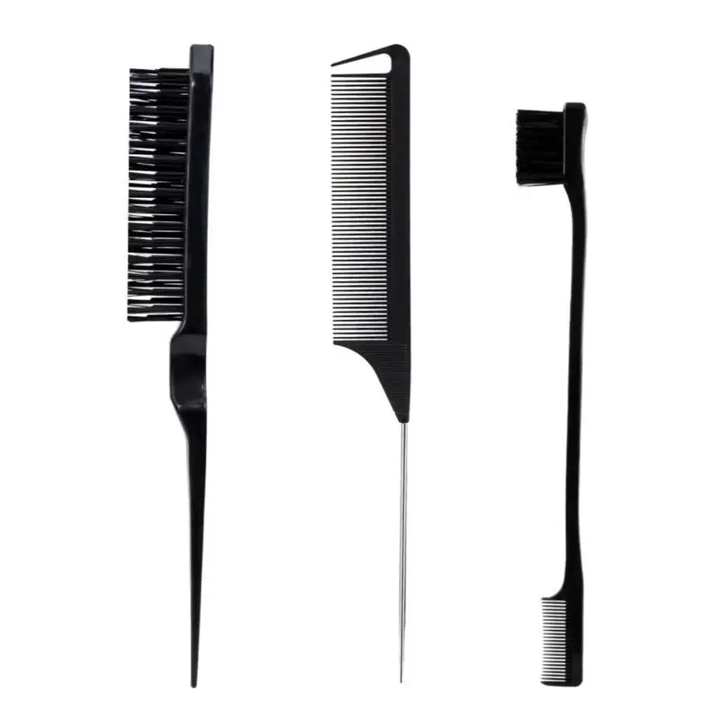 3 Piece Hair Grooming Kit with Comb, Brush & Edge Comb for Precise& Versatile Styling