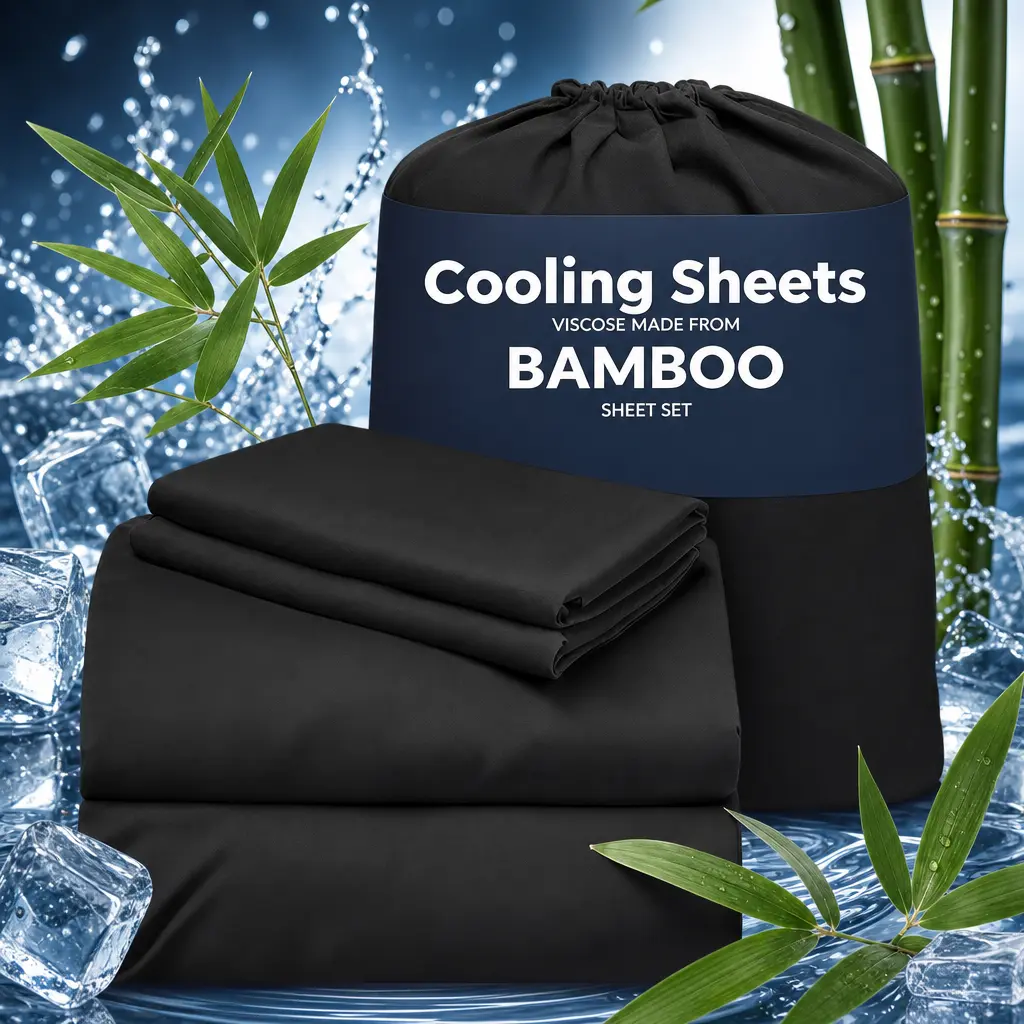 Jollyvogue Viscose from Bamboo 6 Pcs Sheet Set, OEKO-TEX Certified All-Season Cooling Soft Sheets, 16" Deep Pocket, Anti-Mite Breathable Hotel Quality Bedding