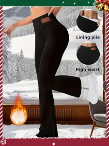 Women's Fall & Winter Fleece Lined High Waisted Leggings, Slim-Fit Yoga Pants, Warm Thick Fabric, Casual High Waist Trousers for Daily Wear