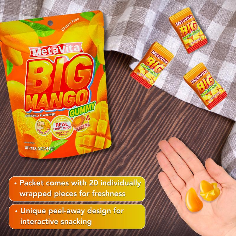 MetaVita Peelable Mango Gummy  | Real Fruit Juice | Individually Wrapped | Perfect for Halloween Treats