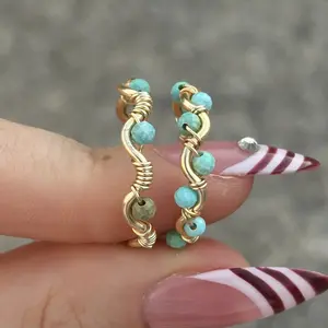 Adjustable Gold Turquoise Ring | Gold or Silver Color