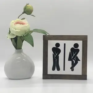 Restroom Silhouette Sign, Bathroom home decor, tiered tray decor,Funny Bathroom sign, small wood sign, bog road designs. Boys bathroom, half bath decor, kids bathroom decor, girls bathroom decor, Bedroom Housewarming Wooden Modern Sturdy