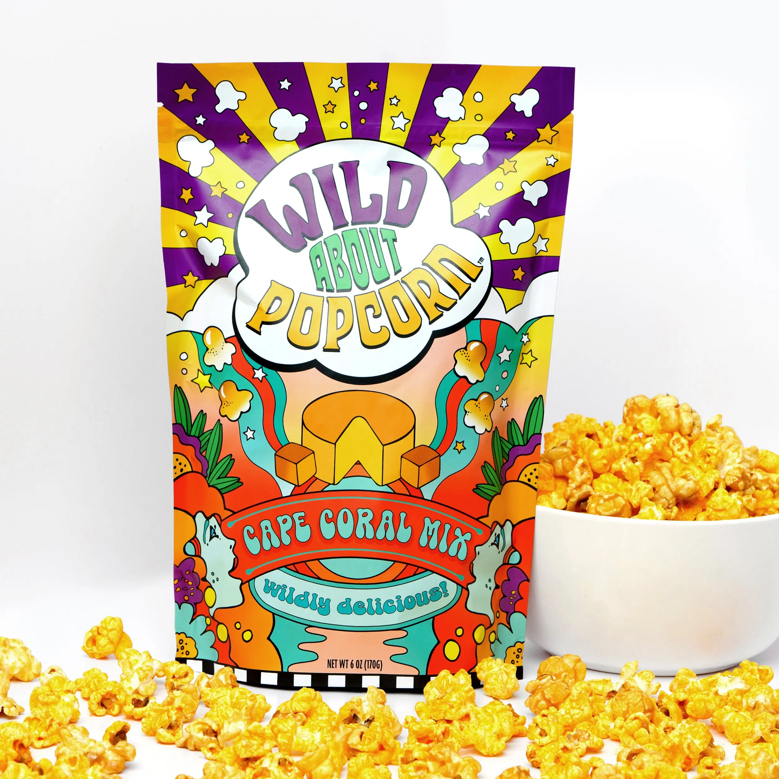 Wild About Popcorn - Cape Coral Mix Popcorn - Half Cheddar Cheese Popcorn, Half Caramel Popcorn, Chicago Mix sweet snack