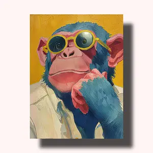 Paint by Numbers Kit for Adults - Funny Dressed Animal, Funky Pop Art DIY Painting Supplies Set
