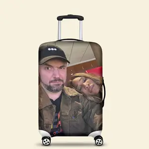 Custom Photo Luggage Cover, Funny Couple Gift For Upcoming Trips