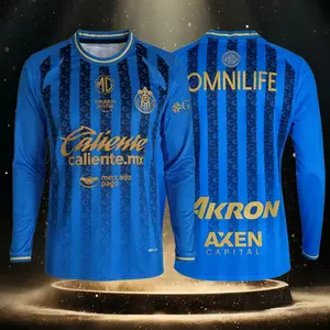 25 26 Chivas de Guadalajara Mexico LIGAMX Third Away Blue Long Sleeve Soccer Jersey Fans Version Breathable
