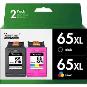 Remanufactured Ink Cartridges Replacement For HP Ink 65 XL, Suitable For HP Deskjet 3755, Envy 5055, 5052, 5058, DeskJet 2655, 3720, 3722, 3723, 3752, 3758, 2652, 2624 (1 Black, 1 Color)