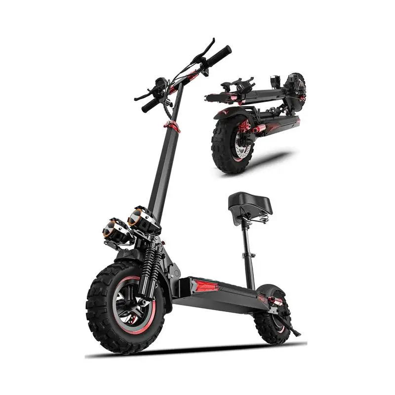 Adult Foldable Electric Scooter with Seat, 1200W Brushless Motor, 11'' Off-Road Tires, 48V 21Ah Battery, Dual Suspension, Bright Headlight, Turn Signals, Ambient Lights, Taillight, Max 330lbs Load Capacity
