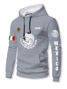 Men's Hooded Letter Print Long Sleeve Sweatshirt, Casual Fitted Sweatshirt, Sexy Slim Fit, Waffle Knit Texture, Pocket Design, Casual Fall & Winter Fashion