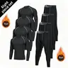 Men's 8-Piece Warm Velvet Snug Cut Thermal Underwear Set - Thermal Top, Cotton Leggings, Colorblock Sports Clothing for Running, Night Run, Training (Unisex Option Included)