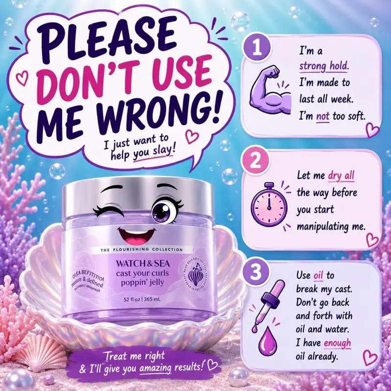 “CAST YOUR CURLS” Poppin’ Jelly Haircare Gel Defining Styling Cream Hairproduct Clump Proof