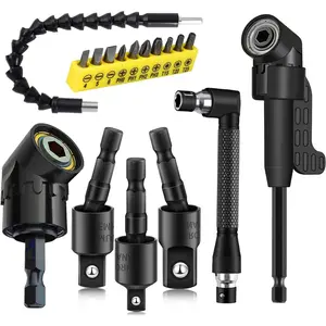 17Pcs Flexible Drill Bit Extension, Include 3Pcs Rotatable Socket Adapter 2Pcs Hex Shank 105 °   Right Angle Drill Attachment 10 Short Screwdriver Bits 90 °   Angled Bits and Bendable Extension