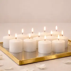 12 Pack White Votive Candles, 1.5" Unscented – 10 Hour Burn, Clean Cotton Wick