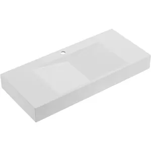 40 in. Wall-Mount or Countertop Bathroom Sink V-Shape Drain Solid Surface Material in Matte White