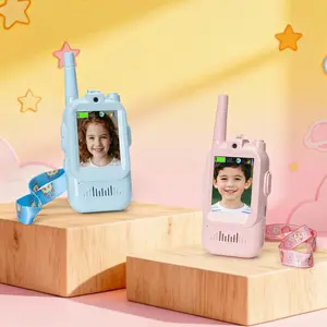 Video Walkie Talkies for Kids 2 Pack No WiFi Needed, Rechargeable Intercom with HD Camera, USB-C Fast Charge, Fun Family Games for Parent-Child Bonding, Outdoor Travel Camping Hiking Toys, Best Birthday Christmas Gifts for Boys Girls Ages 3-12