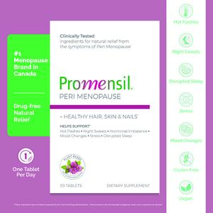 Promensil Perimenopause Tablets with Biotin & Red Clover Isoflavones for Hormonal Balance Healthy Hair Skin Nails Vegan Dietary Supplement for Menopause Relief Vitamin Healthcare Fitness