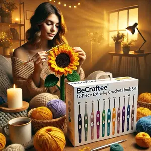 BeCraftee 12-Piece Crochet Hook Set - Includes 12 Hooks in Assorted Colors