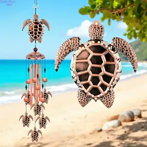 Sea Turtle Wind Chimes For Outside – Coastal Vibe Home Decor with 4 Aluminum Tubes & 6 Lucky Tortoise Pendants, Melodious Outdoor Windchimes Perfect for Indoor, Garden, Yard, Patio & Balcony Decoration