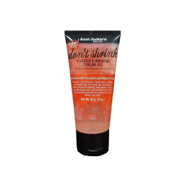 Aunt Jackie's Don't Shrink Flaxseed Elongating Curling Gel for Curly Hair, 3 oz Hair Styling Flaxseed Gel, Flaxseed Gel For Hair