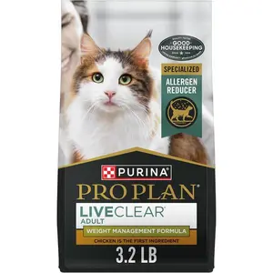 LiveClear Cat Food Weight Management and Cat Allergen Reducer Chicken and Rice Formula - 3.2 lb. Bag