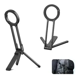 2025MA30 Magnetic Phone Tripod Stand for iPhone Aluminium Mini Tripod Foldable Pocket Cell Phone Stand Dual-Sided Magnet Quick Mount Compatible with iPhone 16 15 14 13 12 Magsafe Stick Grip Magnetic Phone Holder Handle Folding Black
