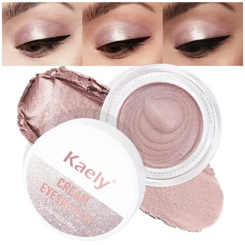 Kaely Cream Single Eyeshadow Makeup, Highly Pigmented Monochrome Eye Shadow Pallette, Waterproof Natural Mini Eyeshadow Brightener Glitter Glam Sparkly Neutral Palette Cosmetic