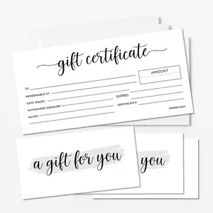 Paper 'n Such Blank Gift Certificates with Envelopes - Gift Card, Vouchers for Personal or Small Business - 3.75 X 7.5” -Heavyweight Card Stock- Set of 25