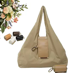 [Mother's Day gift]Keychain Tote Bag, Foldable Tote Bag, Expandable Leather Mini Bags with Key Ring,Portable Handbag for Daily Errands