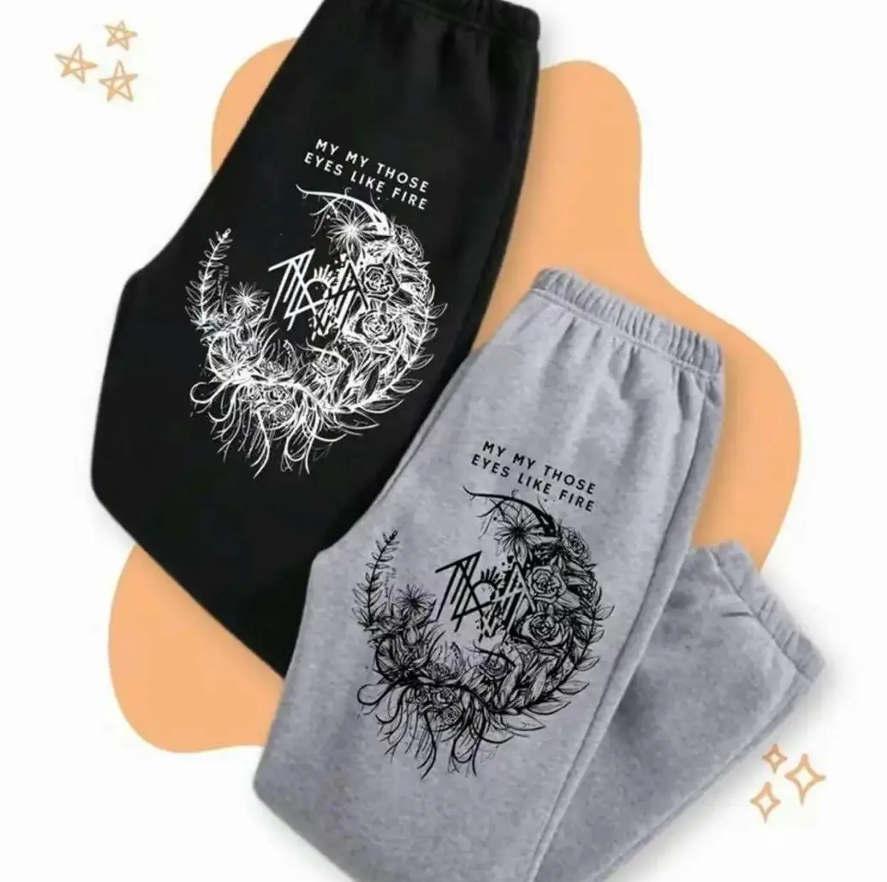 Sleep Token - My Those Eyes Like Fire Print Vintage Sweatpants, Women's Letter Print, Ladies Summer Clothes For Daily Wear, Trendy Top Sweatpants, Cotton Graphic Casual Sweatpants, Gift For Fan, Men and Women M