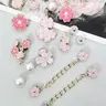 16PCS Cherry Blossom Resin Shoe Charms Pink Flowers Chains DIY Decorations Removable Clogs Shoes Buckles Accessories Shoe Clips Decor Fit Women Sandals Slippers Valentine Festival Gifts, Decorative Shoe Accessories, Shoe Embellishment Set, Footwear