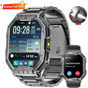 Military - Grade Smart Watch for Men | 2.1" HD, Call Answer, Compass, 1ATM Waterproof, Flashlight | 120 Sports Modes | Sports Tracking Wristwatch | Christmas/Birthday Gift for Outdoor Adventurers, Android/iPhone Compatible