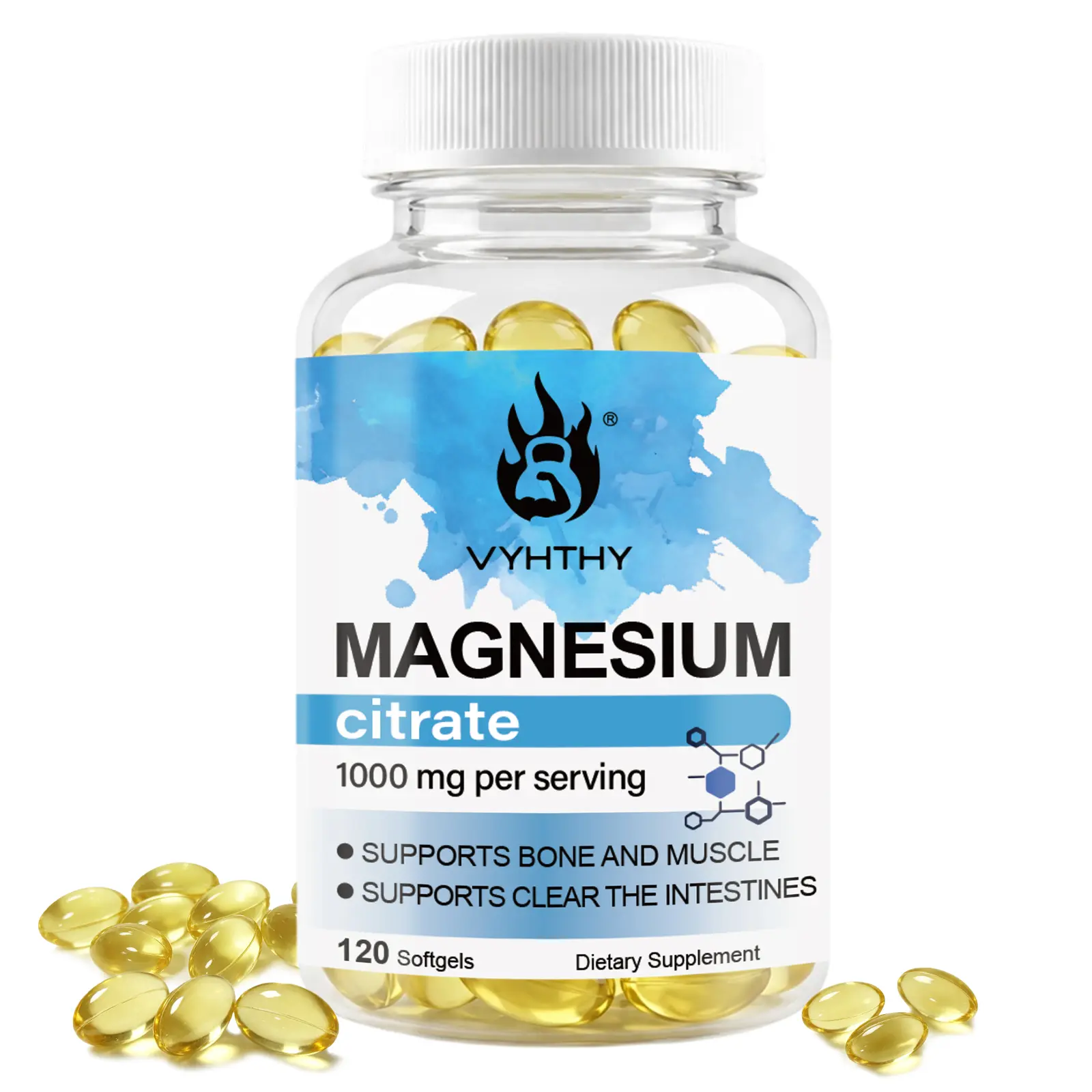 VYHTHY Magnesium Citrate 1000mg Supplement - 120 Softgels High Absorption Oxide & Citrate Complex for Occasional Constipation Relief, Digestive Support, Muscle Comfort, Bone Health & Sleep - 2-Month Supply