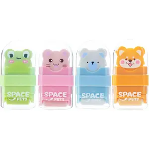 M&G 4 Pack Pencil Erasers with Clean up Roller, Cute Erasers for Kids, Animal Fun Eraser with Shaving Roller and Cover, for Teacher Class Favor School Supplies Home Office Party