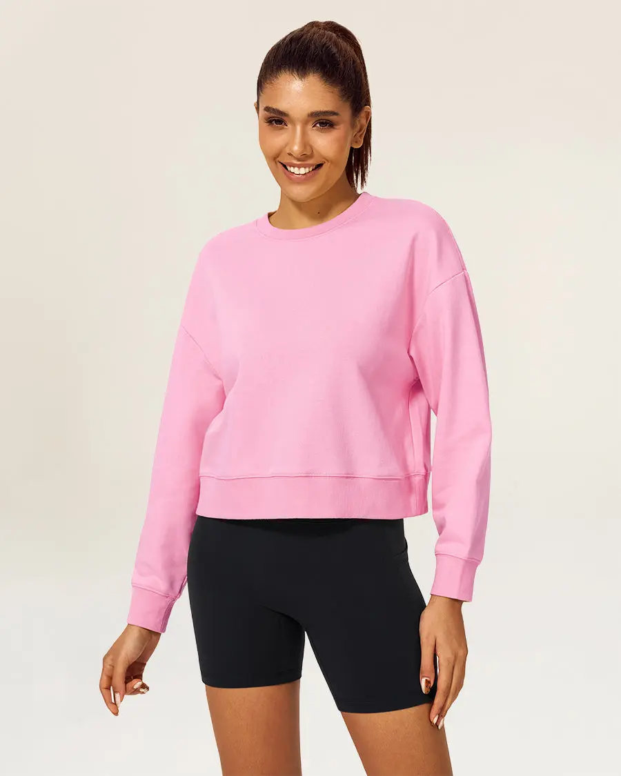 Oversized Cropped Crewneck Sweatshirt