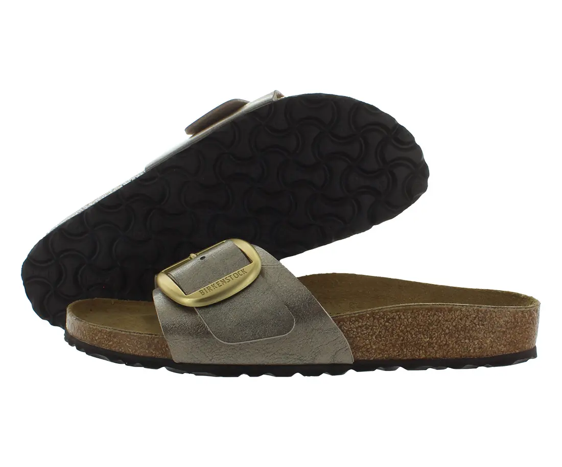 Birkenstock Madrid Big Buckle Narrow Unisex Footwear, Strappy Round Toe Slip-On Flat Heel Sandals for Men