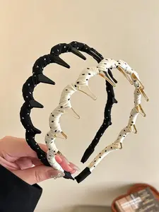 Polka Dot Wave Design Hairband with Teeth, Fashion Accessory for Women and Girls, Simple Zigzag Headband for Thick Hair