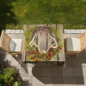 Begin Home Decor C1TC5858CSY41P 58 x 58 in. Brown Rustic Tablecloth - Christmas Wreath with Panache Decor