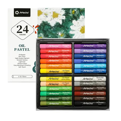 Artecho Oil Pastels Set, 24/48/72/120-Color, Heavy Color Pastels for Art Painting, Drawing, Blending, Art Supplies for Artists, Beginners, Students, Teachers