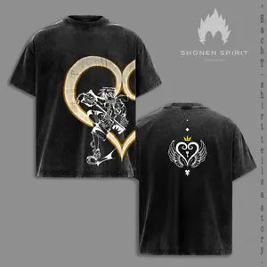 Sora Kingdom Hearts Keyblade Heartless Emblem Graphic Tee, Kingdom Hearts Sora Streetwear Shirt, Anime Game Crossover Vintage Style T-Shirt, Keyblade Wielder Aesthetic Unisex Tee