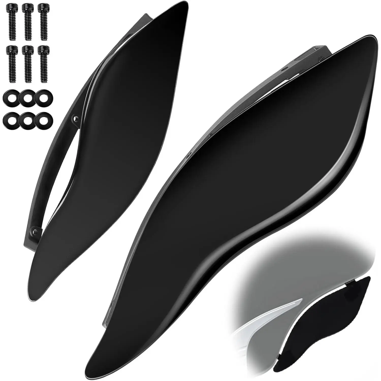 Amazicha Side Wings Air Deflectors, Fairing Side Wing Windshield, Adjustable Wind Deflectors Compatible for Harley Electra Glide Street Glide Tri Glide Ultra Limited 2014-2024, Black